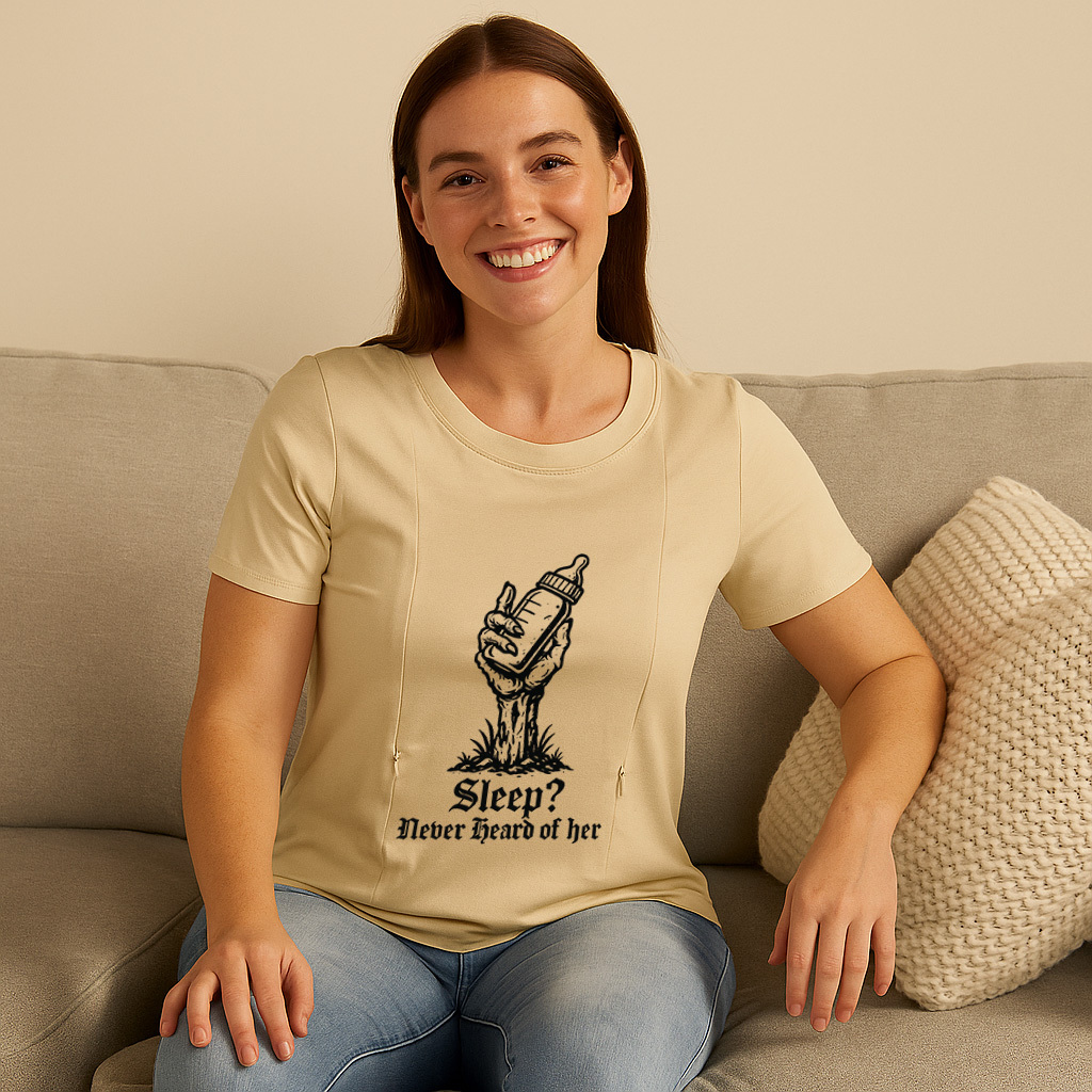 New Mom Gift: "Sleep? Never Heard of Her" Zippered Nurs | brand