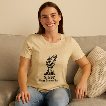 New Mom Gift: "Sleep? Never Heard of Her" Zippered Nurs | brand