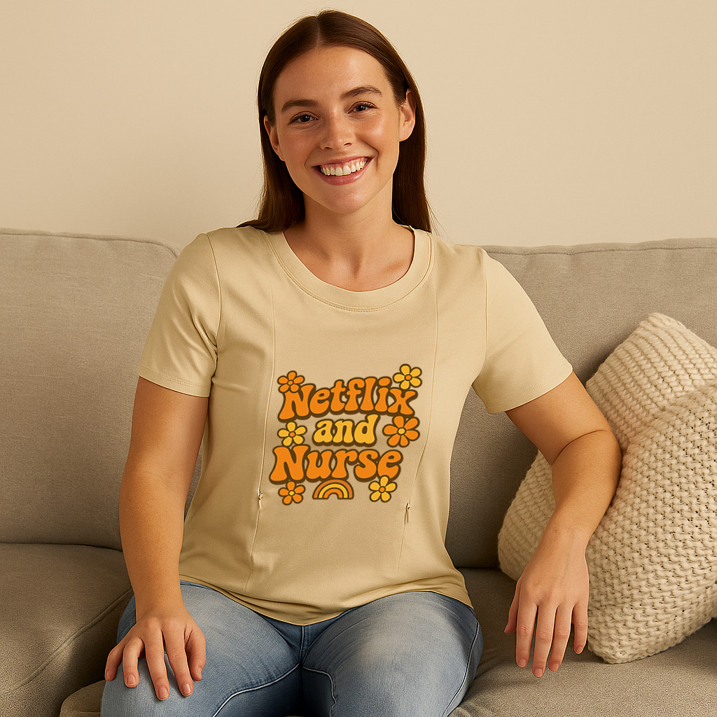 Cotton Breastfeeding Shirt | Funny Netflix and Nurse Gr | brand