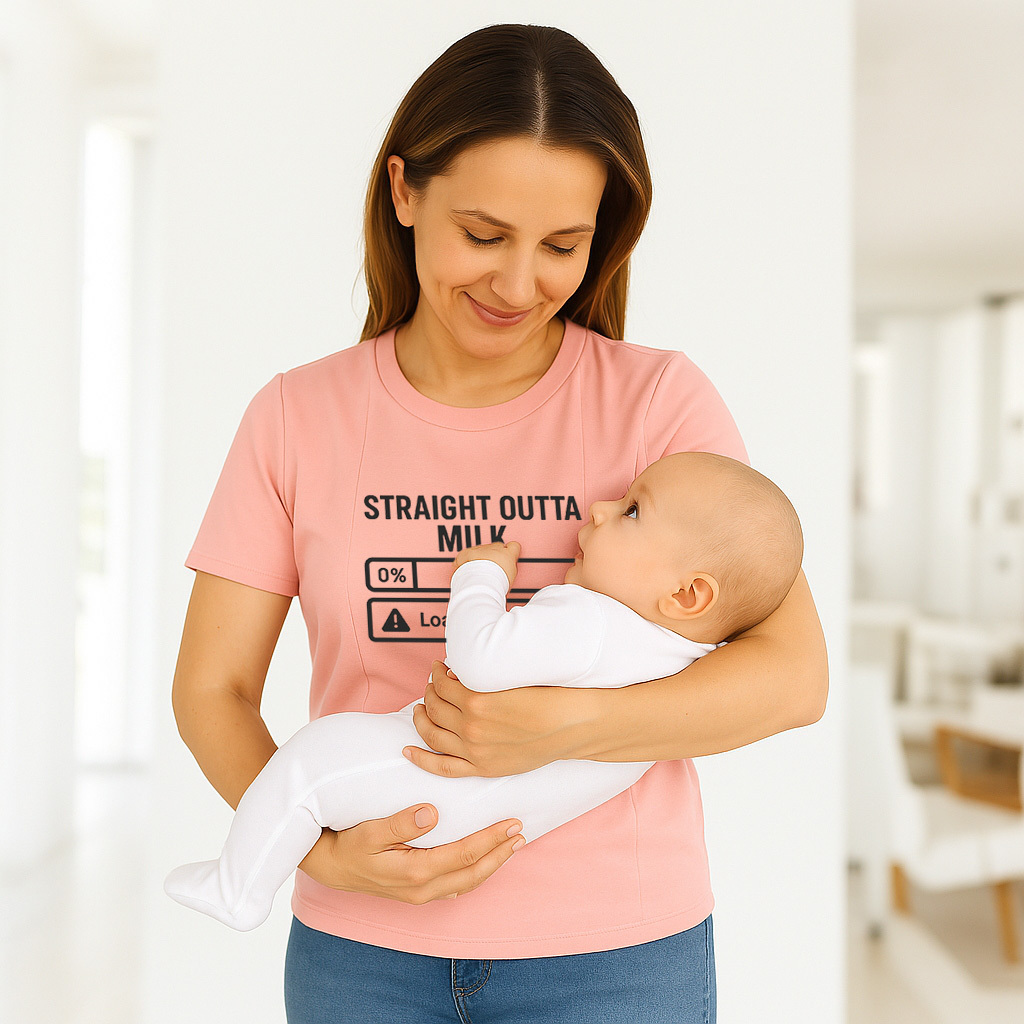 Cotton Breastfeeding Tee | Funny Straight Outta Milk Gr | brand