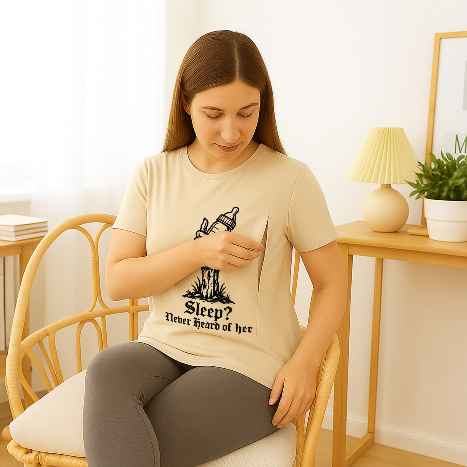 New Mom Gift: "Sleep? Never Heard of Her" Zippered Nurs | brand