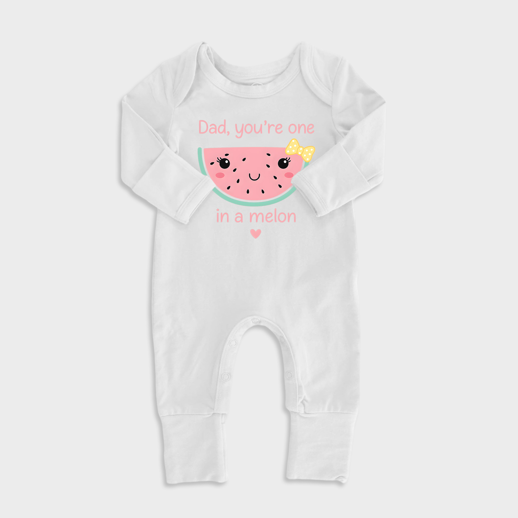 Dad Youre One In A Melon Baby Full Length Snap Rompers