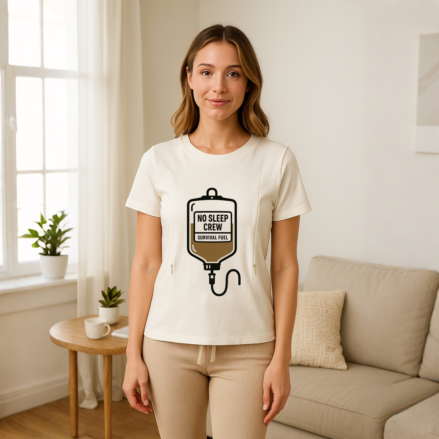 Funny New Mom Nursing Shirt | No Sleep Crew | Easy Zipp | brand