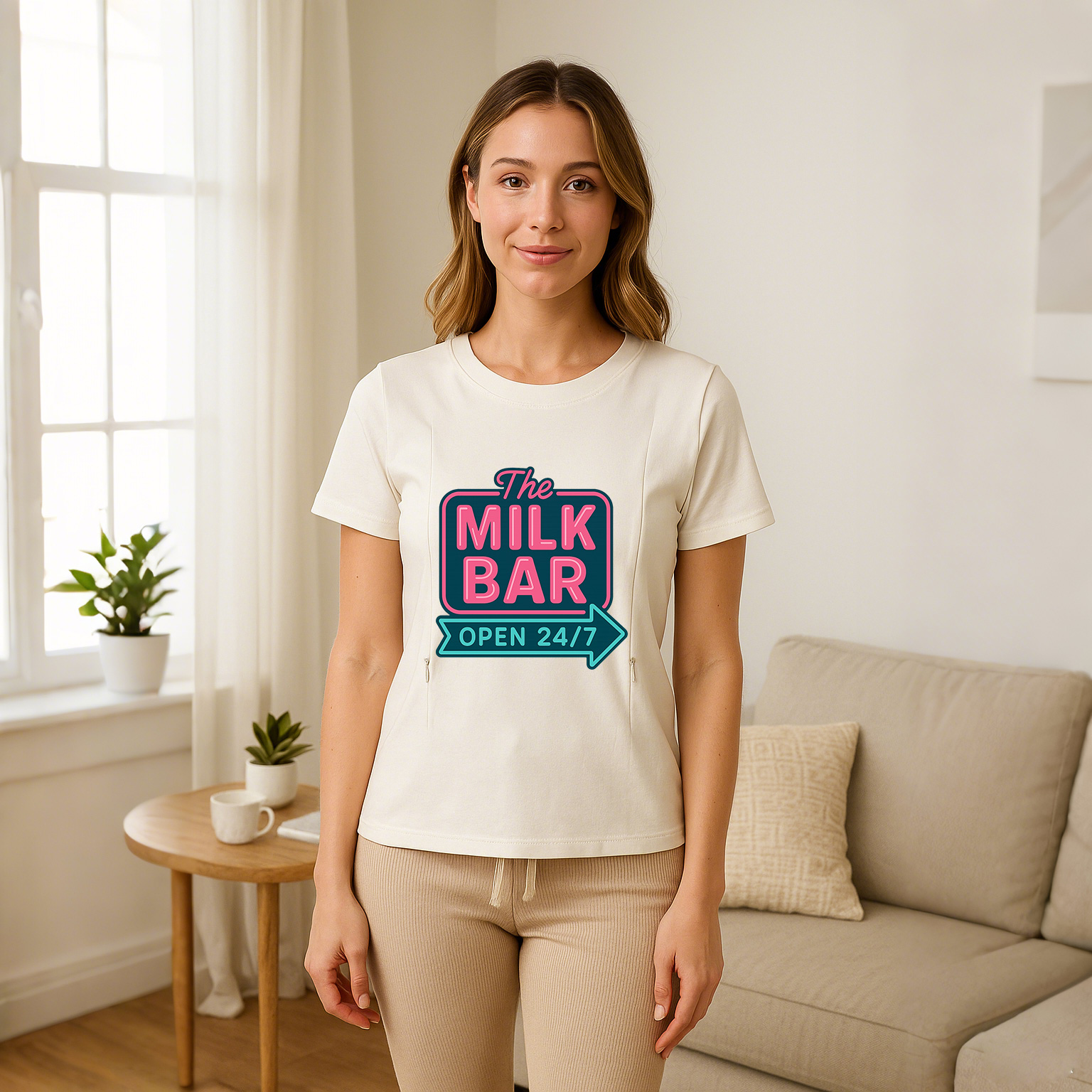 Breastfeeding T-Shirt with Zipper | Funny "Yes They're  | brand