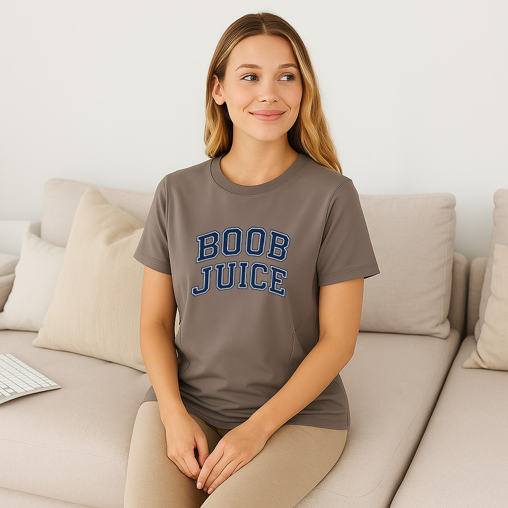 Gift for New Mom: Boob Juice Funny Nursing T-Shirt with | brand