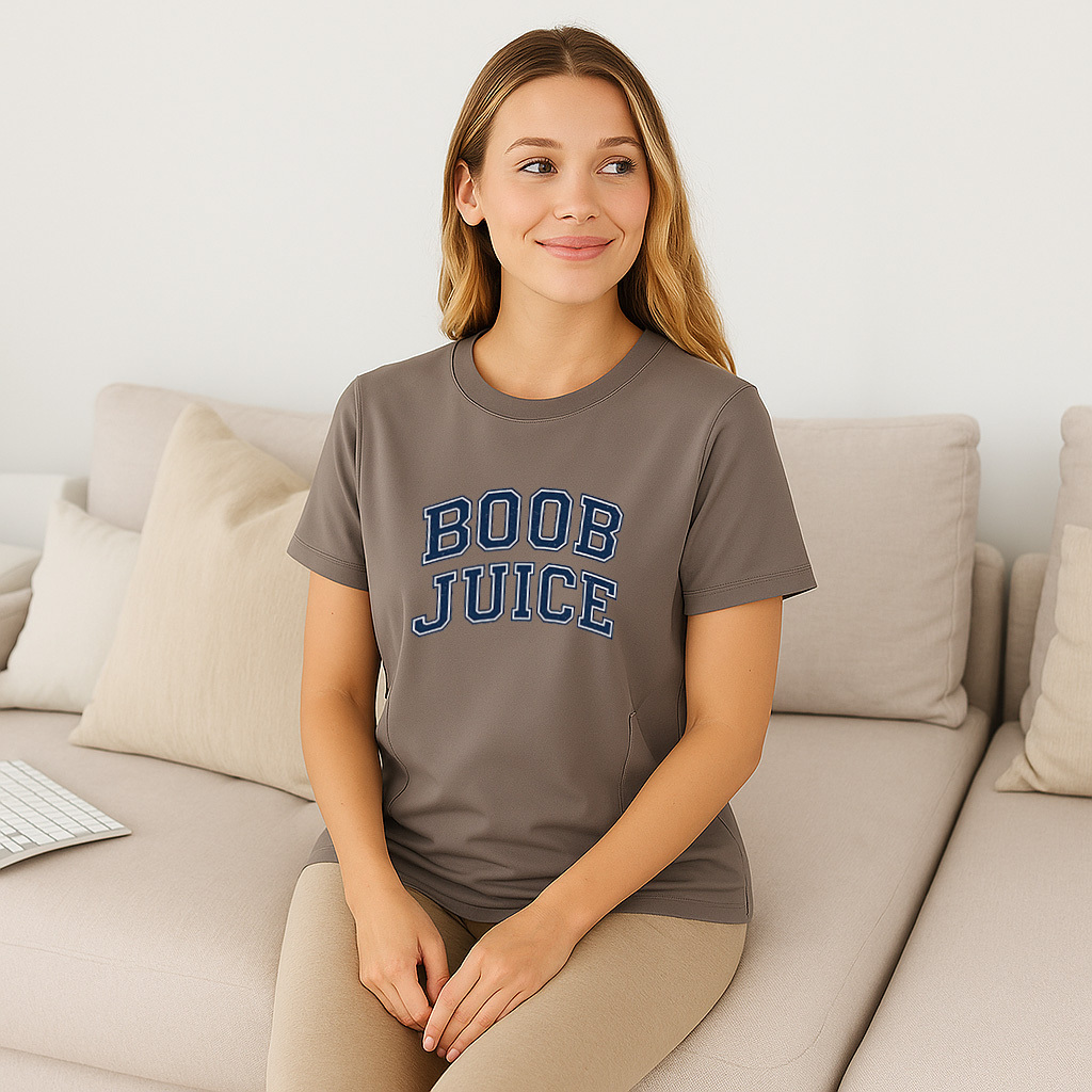 Gift for New Mom: Boob Juice Funny Nursing T-Shirt with | brand