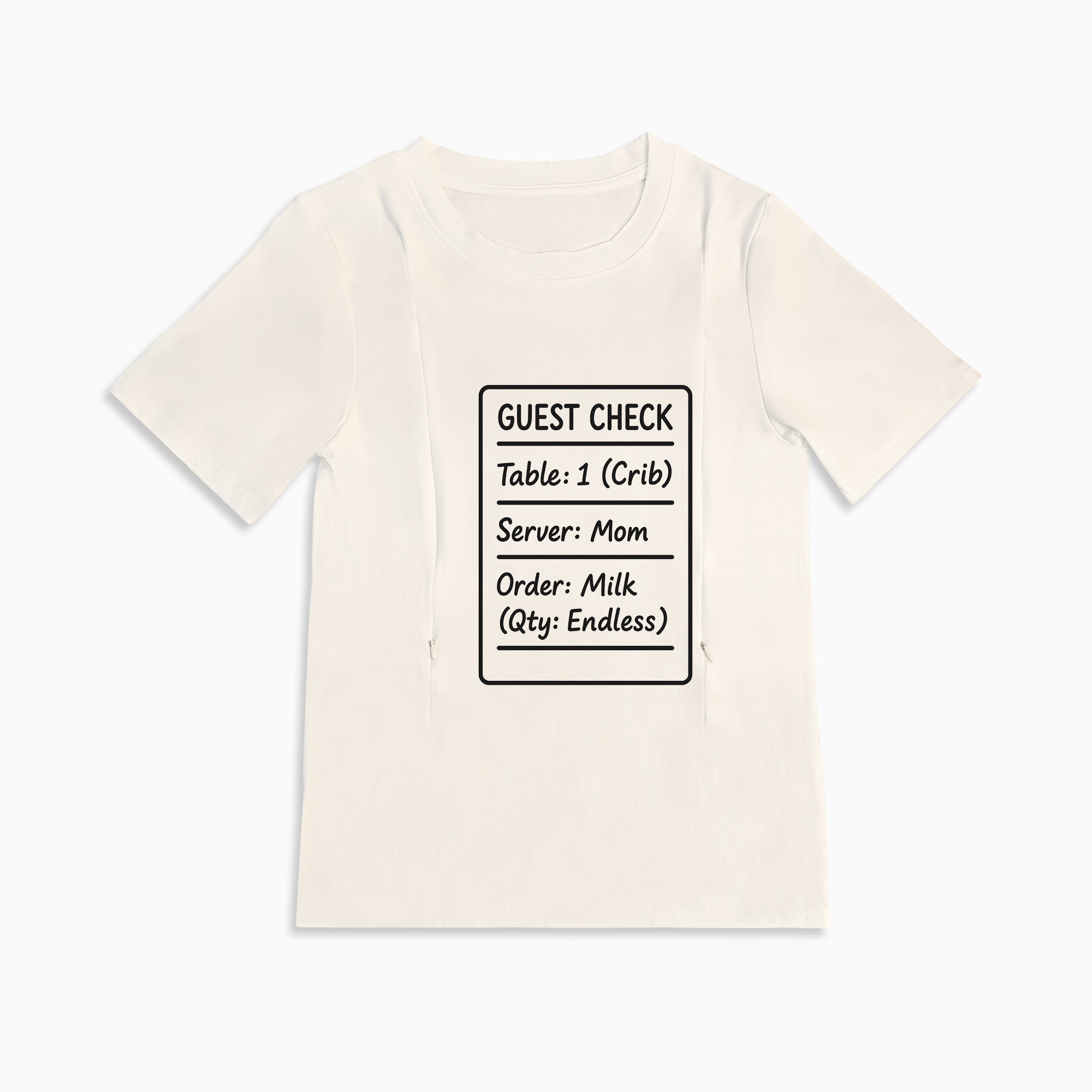 New Mom Gift: 24/7 Diner Funny Nursing T-Shirt with Zippers