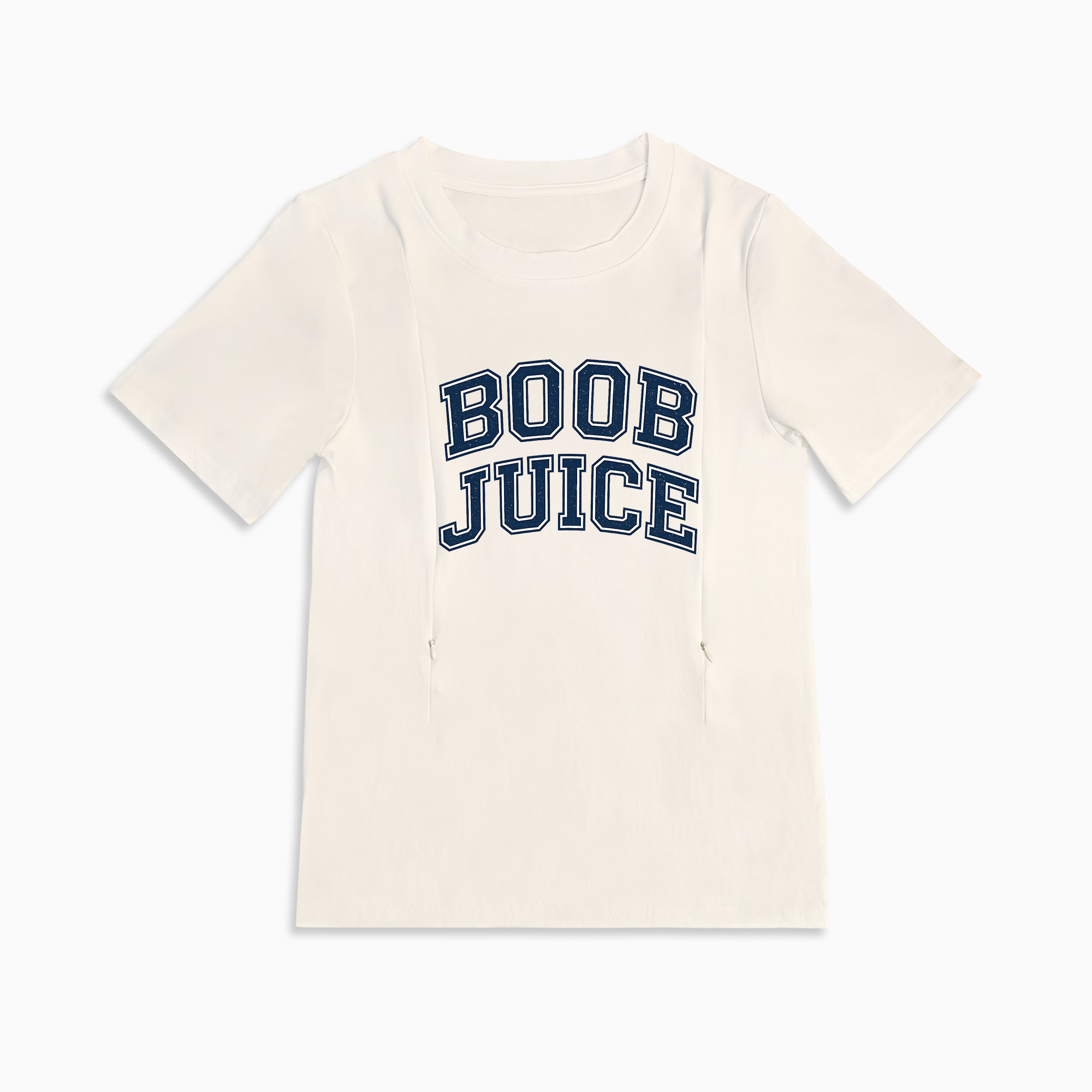 Gift for New Mom: Boob Juice Funny Nursing T-Shirt with Zippers