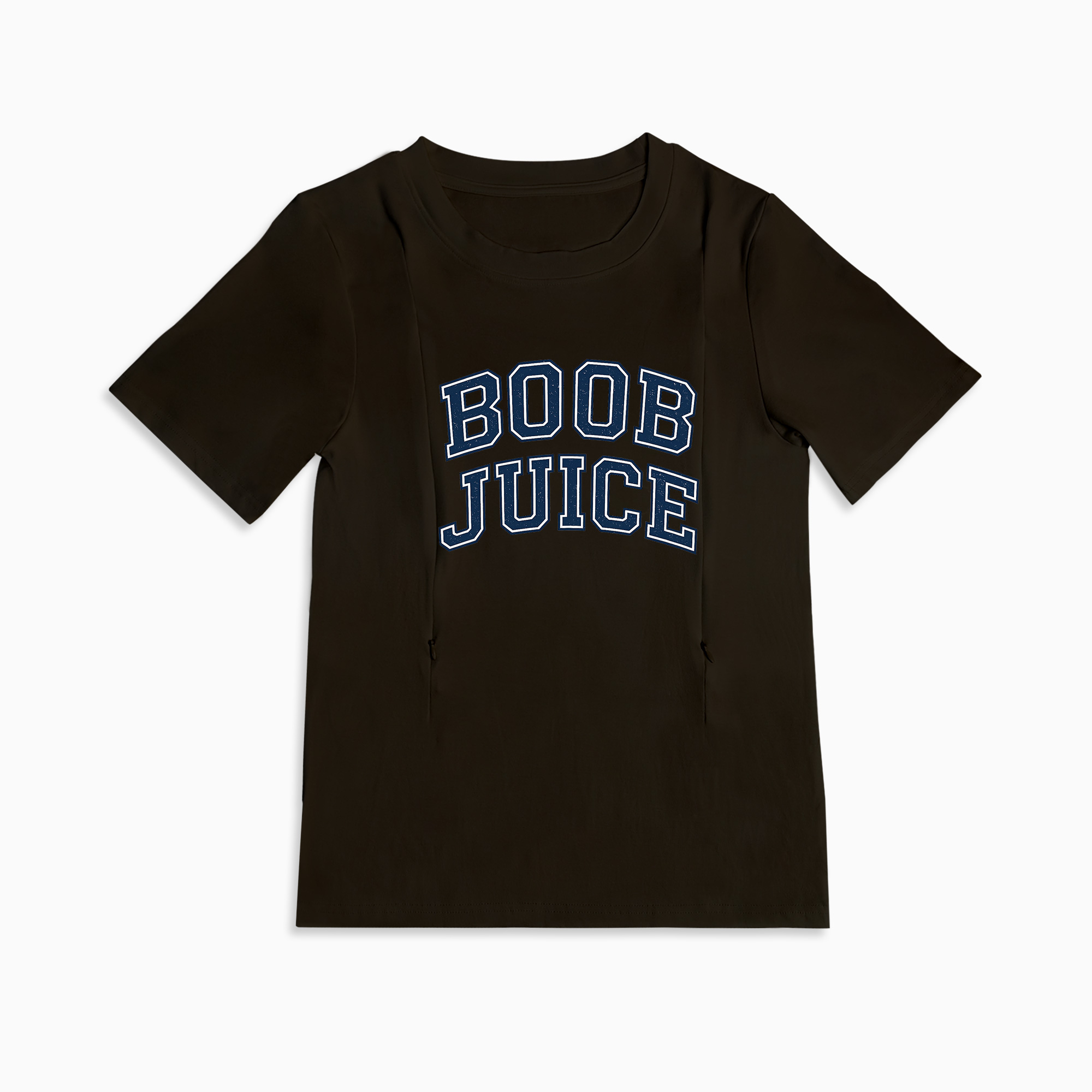Gift for New Mom: Boob Juice Funny Nursing T-Shirt with Zippers
