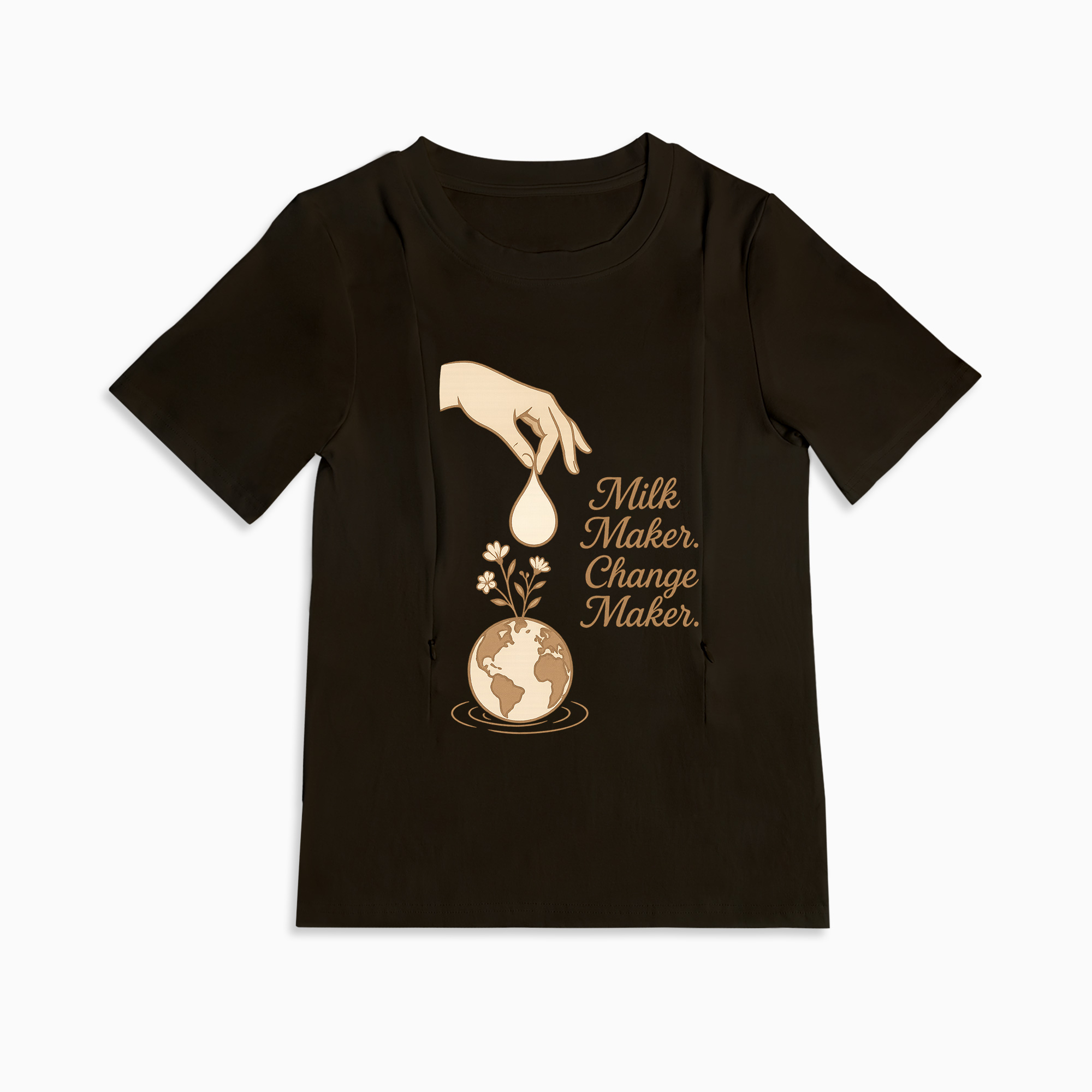 Milk Maker & Change Maker Breastfeeding Tee | Hidden Zippers for Easy Feeding