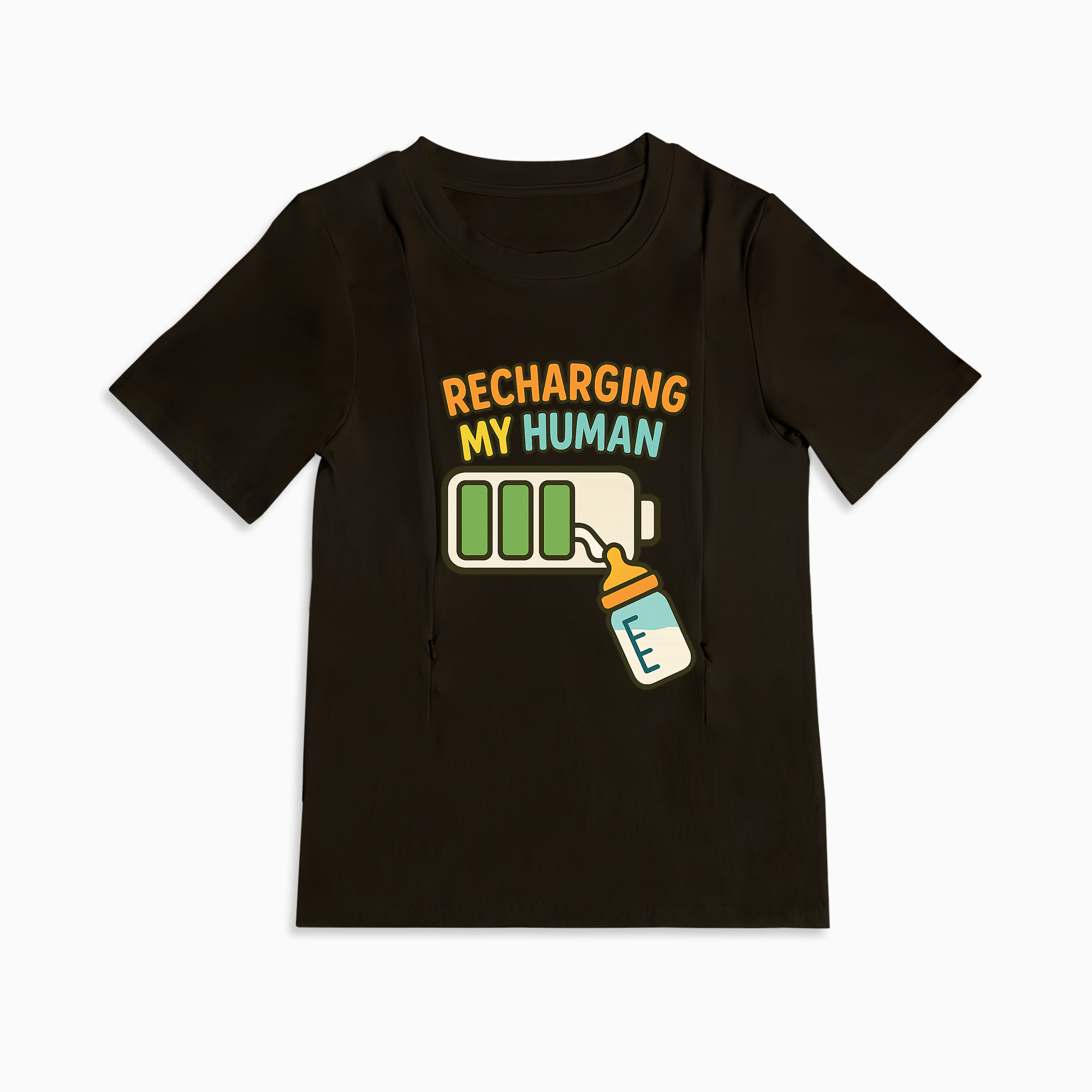 Breastfeeding T-Shirt with Zipper | I Make Milk Slogan | 95% Cotton