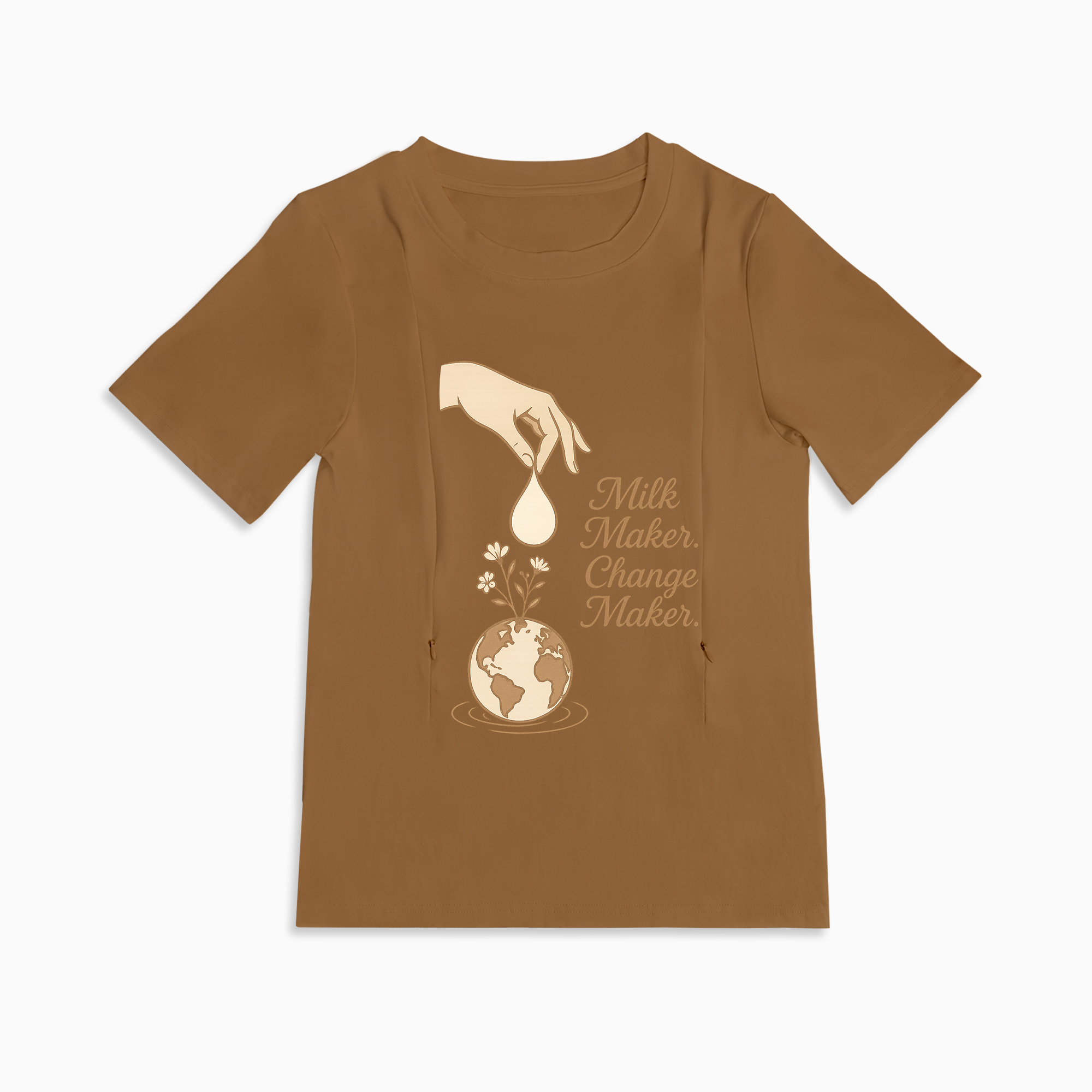 Milk Maker & Change Maker Breastfeeding Tee | Hidden Zippers for Easy Feeding