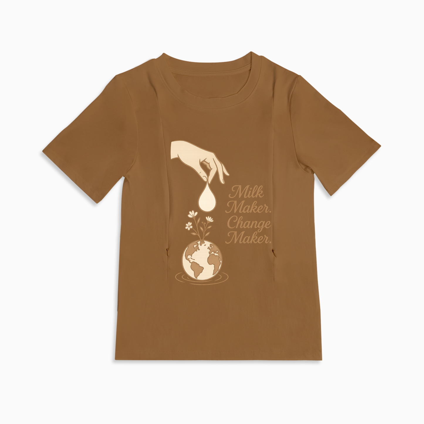 Milk Maker & Change Maker Breastfeeding Tee | Hidden Zippers for Easy Feeding