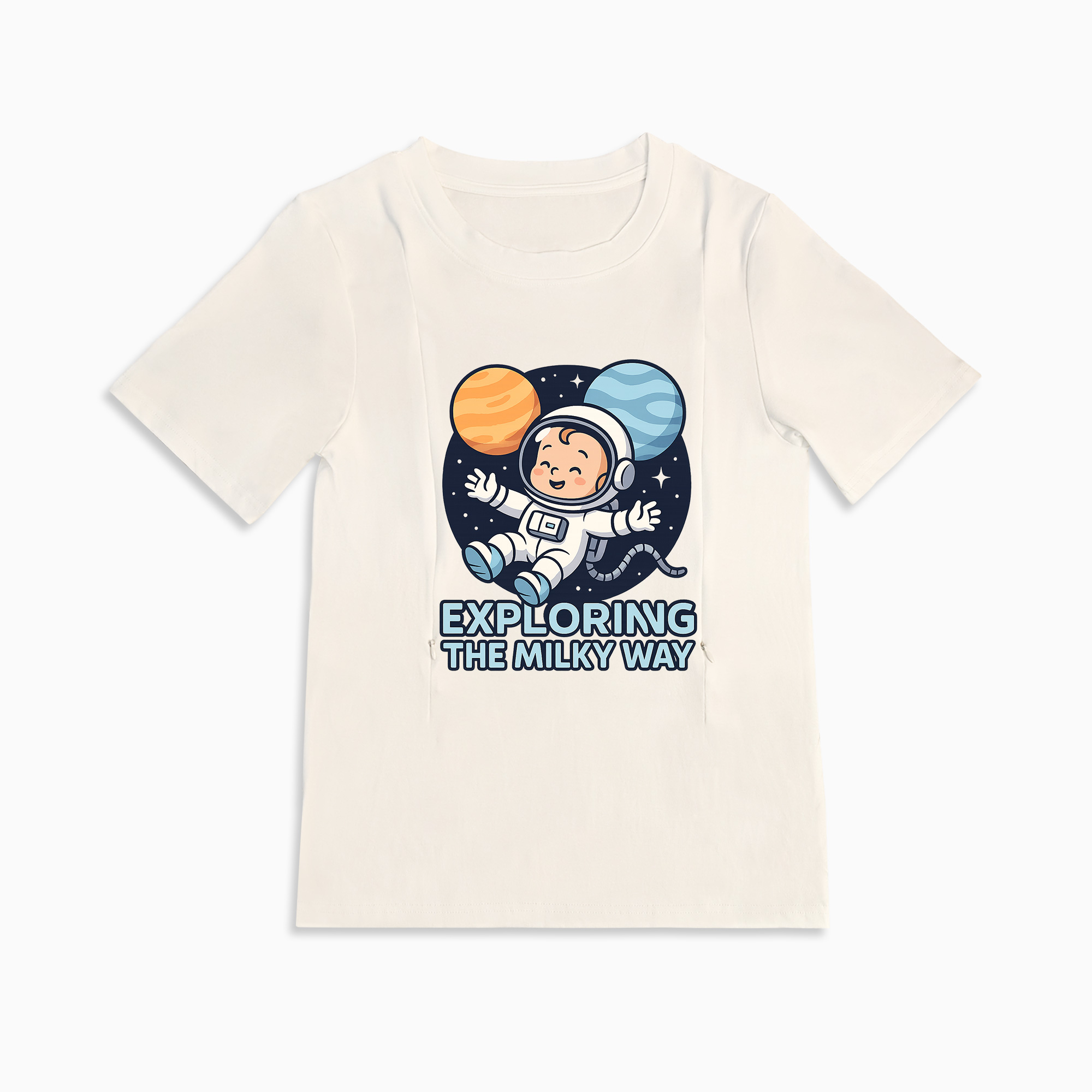 "The Milky Way" Slogan Tee | Functional Zipper for Easy Nursing