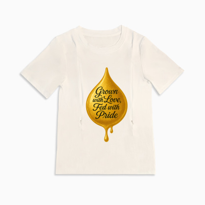 Side Zipper Nursing T-Shirt | Proud Mom "Grown with Love" Graphic