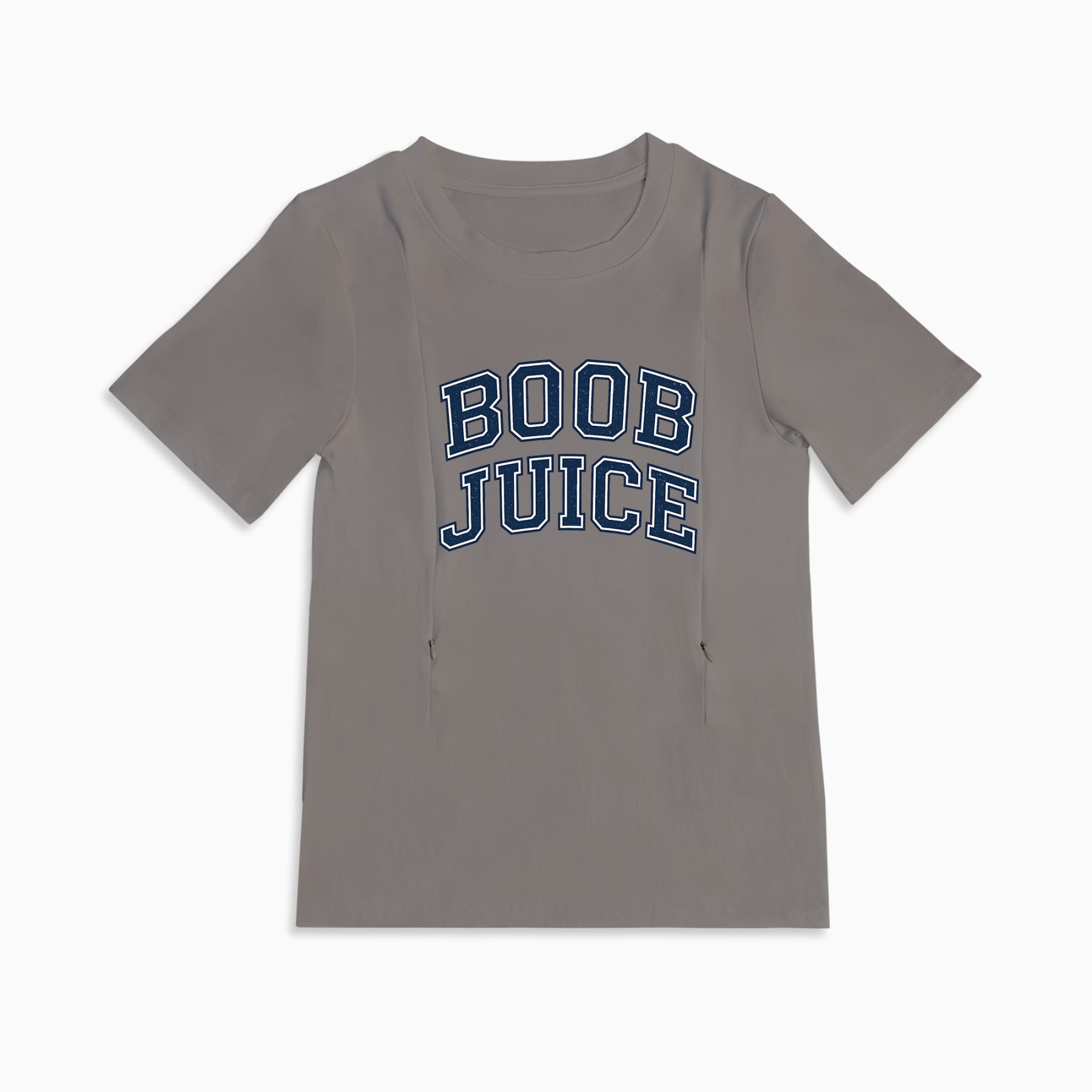 Gift for New Mom: Boob Juice Funny Nursing T-Shirt with Zippers