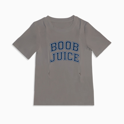 Gift for New Mom: Boob Juice Funny Nursing T-Shirt with Zippers
