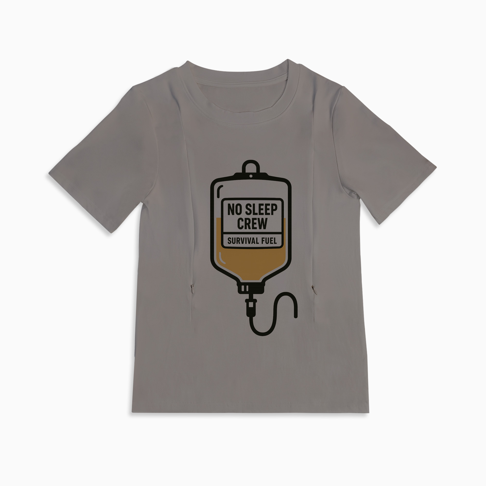 Funny New Mom Nursing Shirt | No Sleep Crew | Easy Zipper Access