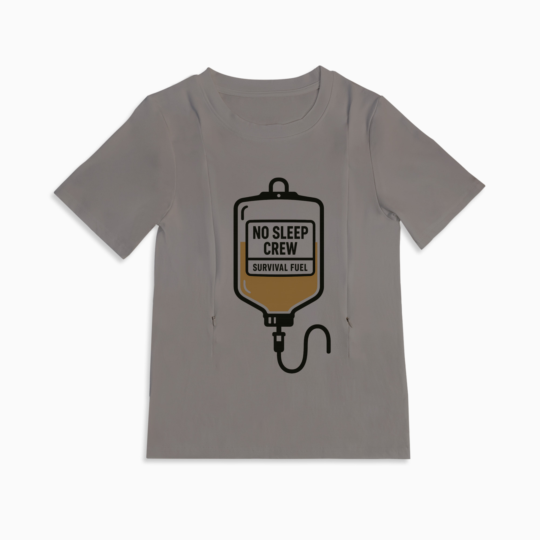 Funny New Mom Nursing Shirt | No Sleep Crew | Easy Zipper Access