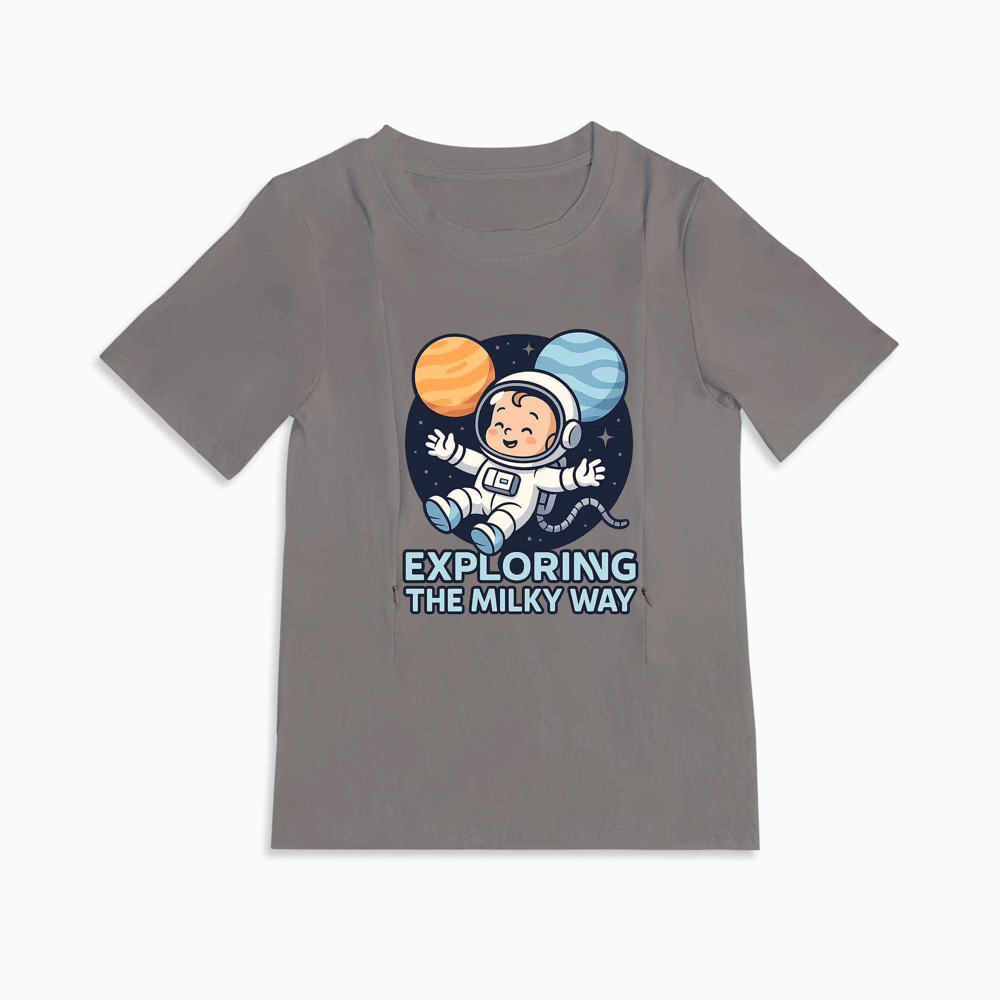 "The Milky Way" Slogan Tee | Functional Zipper for Easy Nursing