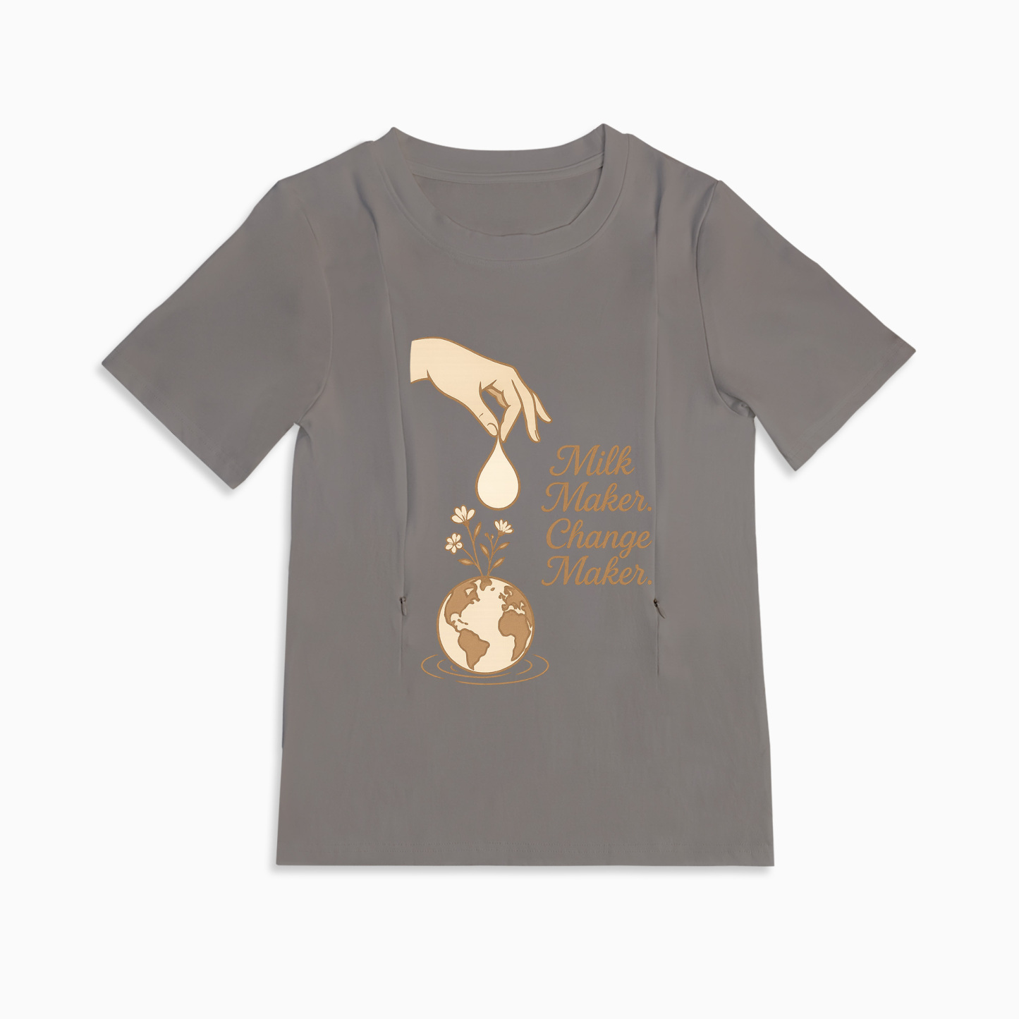 Milk Maker & Change Maker Breastfeeding Tee | Hidden Zippers for Easy Feeding