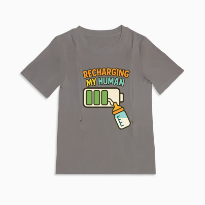 Breastfeeding T-Shirt with Zipper | I Make Milk Slogan | 95% Cotton