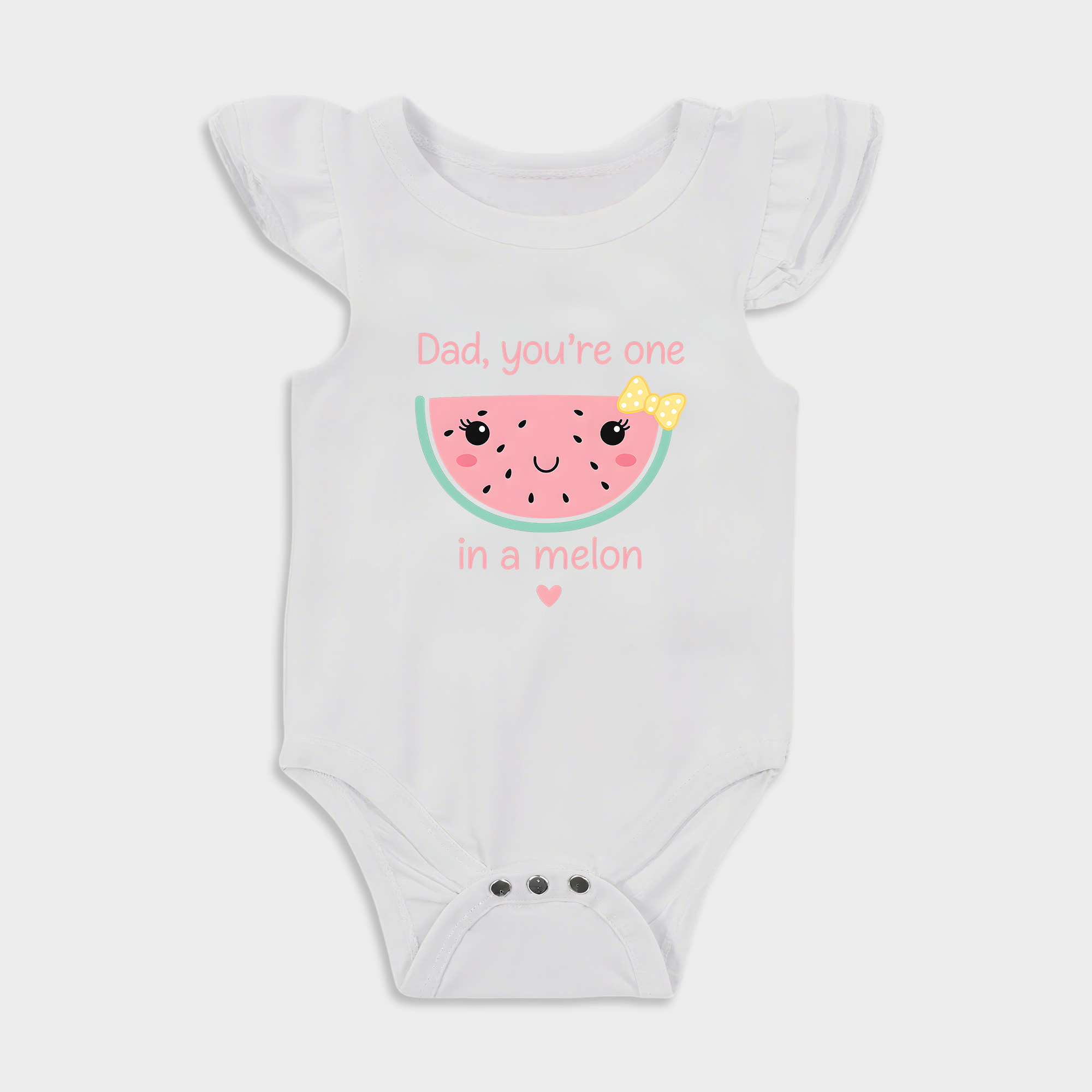 Dad You're One In A Melon - Baby Girl Ruffle Sleeve bodysuits