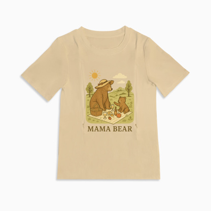 Mama Bear Postpartum Tee | Stylish & Functional Nursing Zippers