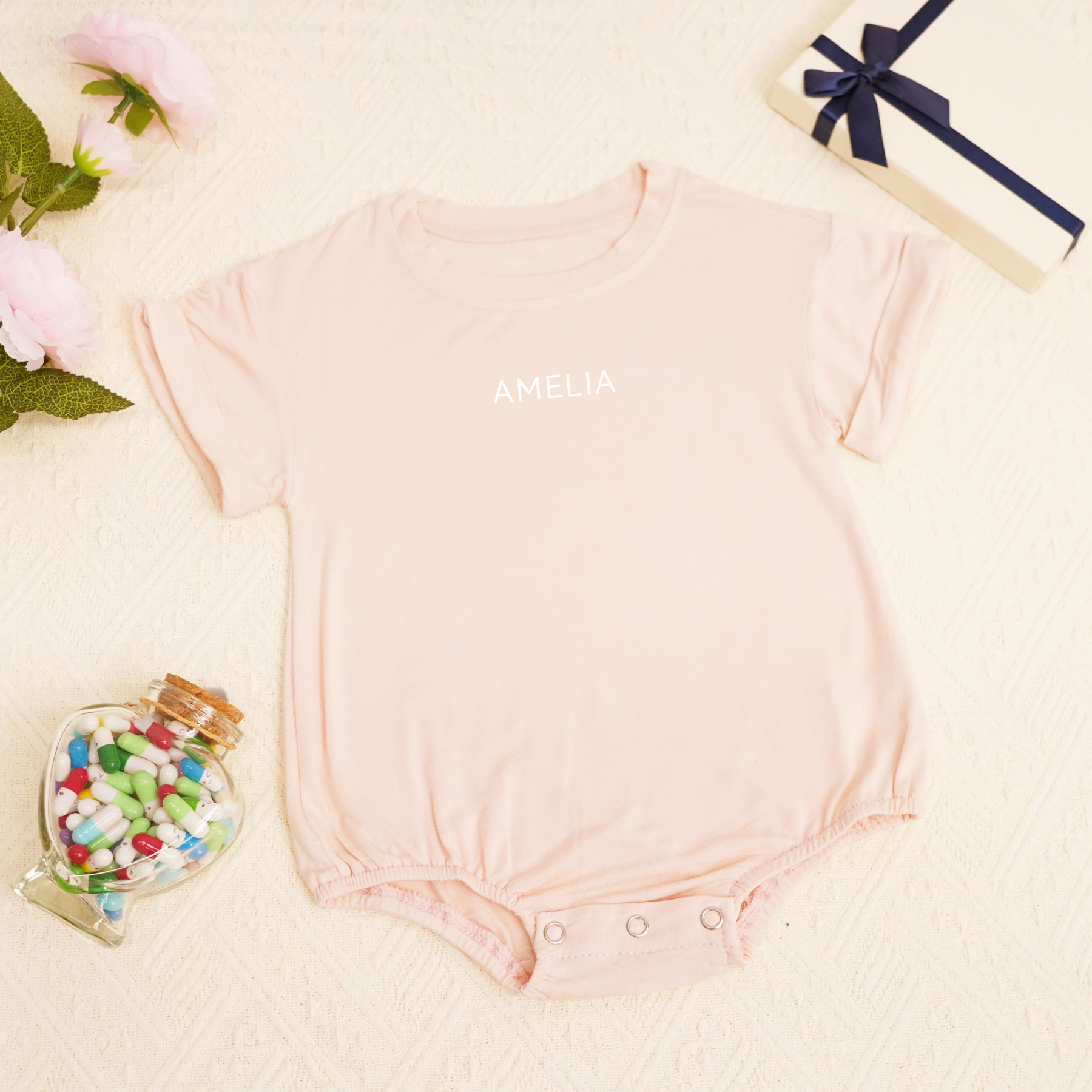 Personalized Short Sleeve Bubble Romper | Sweet & Sassy