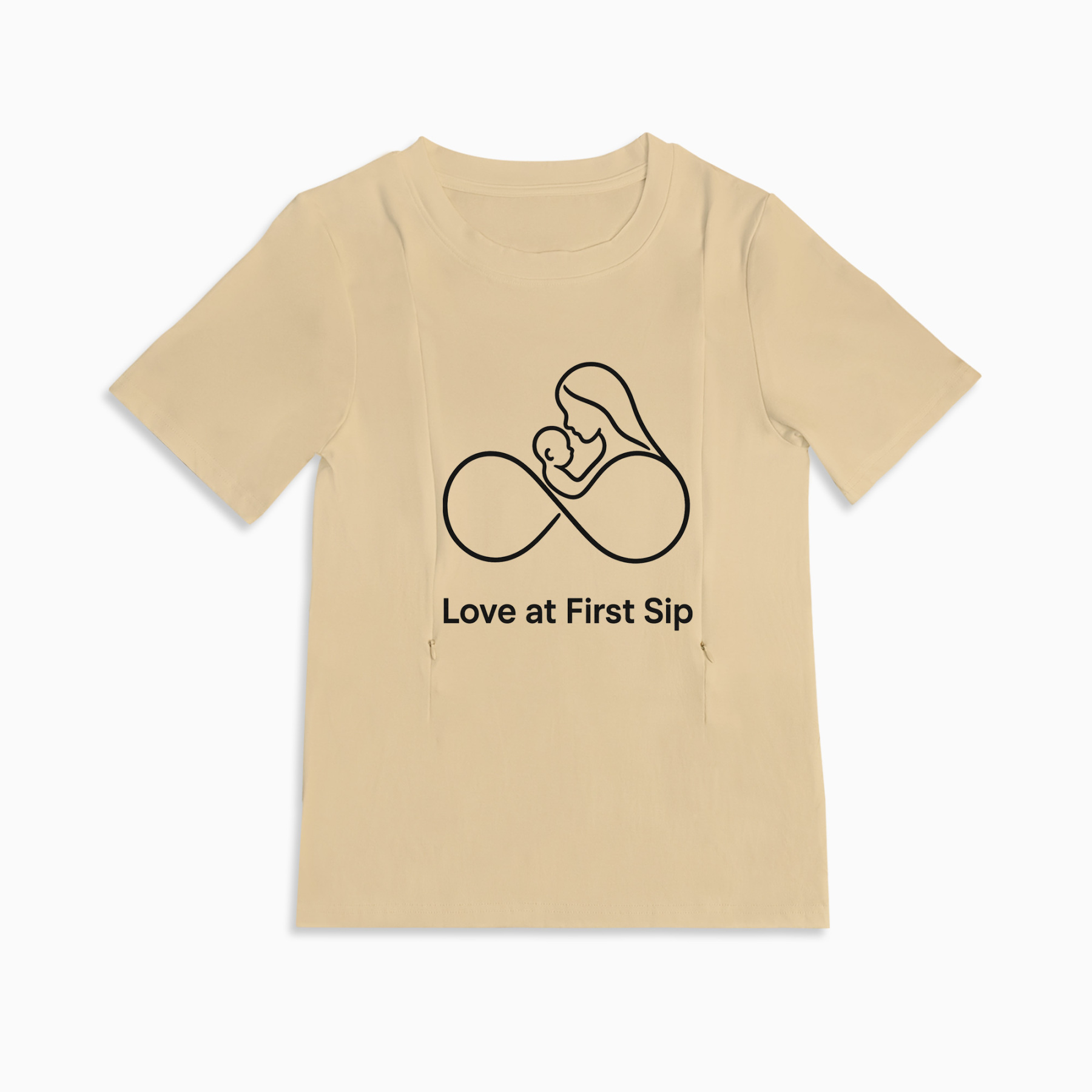 Zipper Nursing Tee | "Love at First Sip" Cute Slogan Shirt