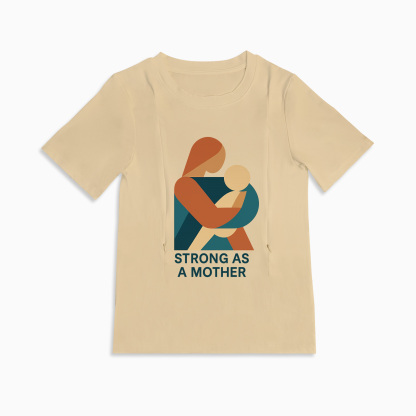 Strong as a Mother Postpartum Shirt | Stylish Tee with Nursing Zippers