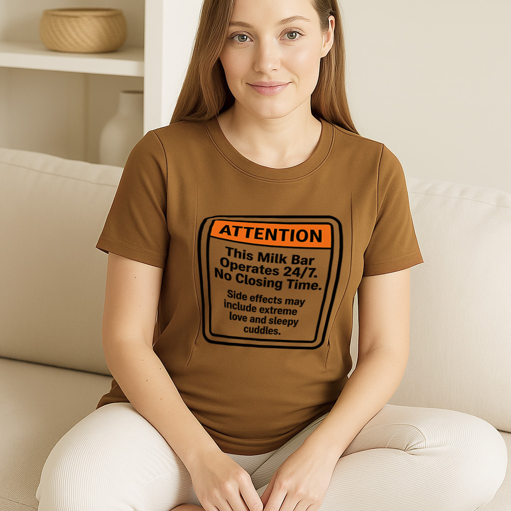 Cotton Breastfeeding Tee | 24/7 Milk Bar Slogan | Postp | brand