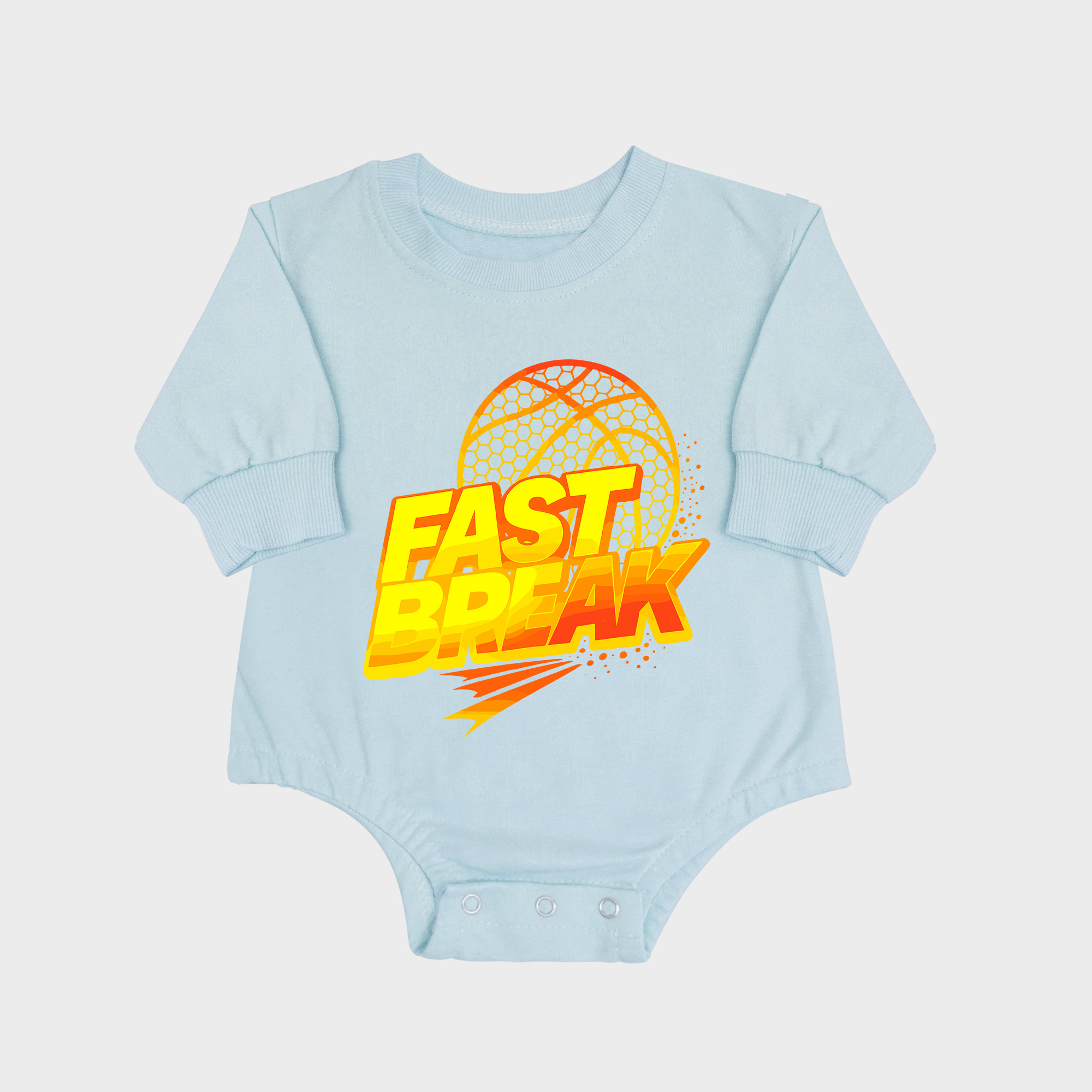 Fast Break Long-sleeved Triangle Onesies Aqua baby romper