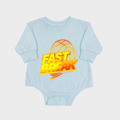 Fast Break Long-sleeved Triangle Onesies Aqua baby romper