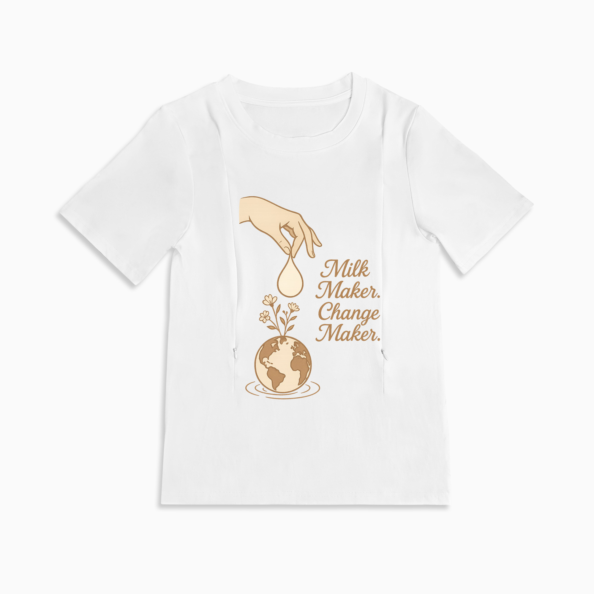 Milk Maker & Change Maker Breastfeeding Tee | Hidden Zippers for Easy Feeding