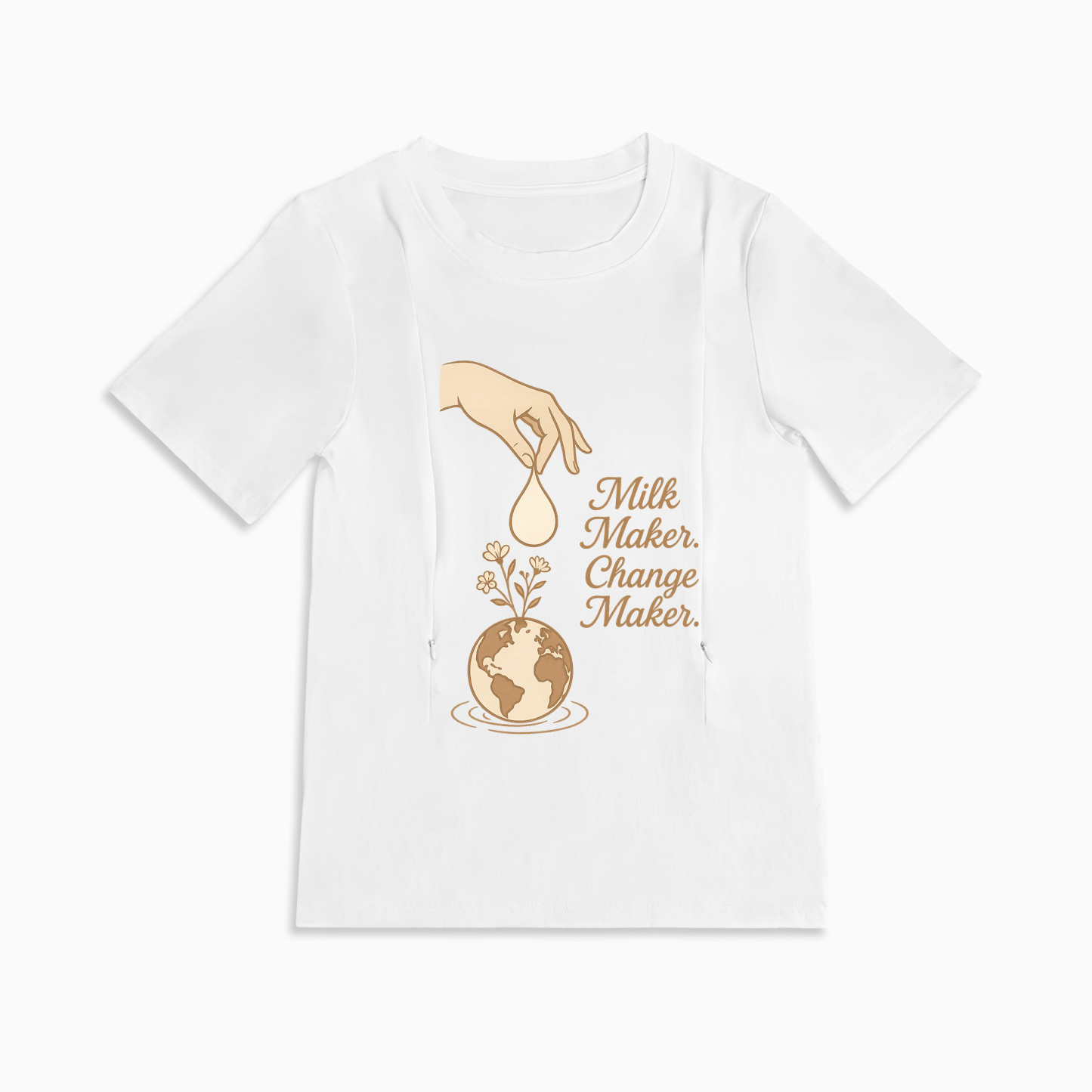 Milk Maker & Change Maker Breastfeeding Tee | Hidden Zippers for Easy Feeding