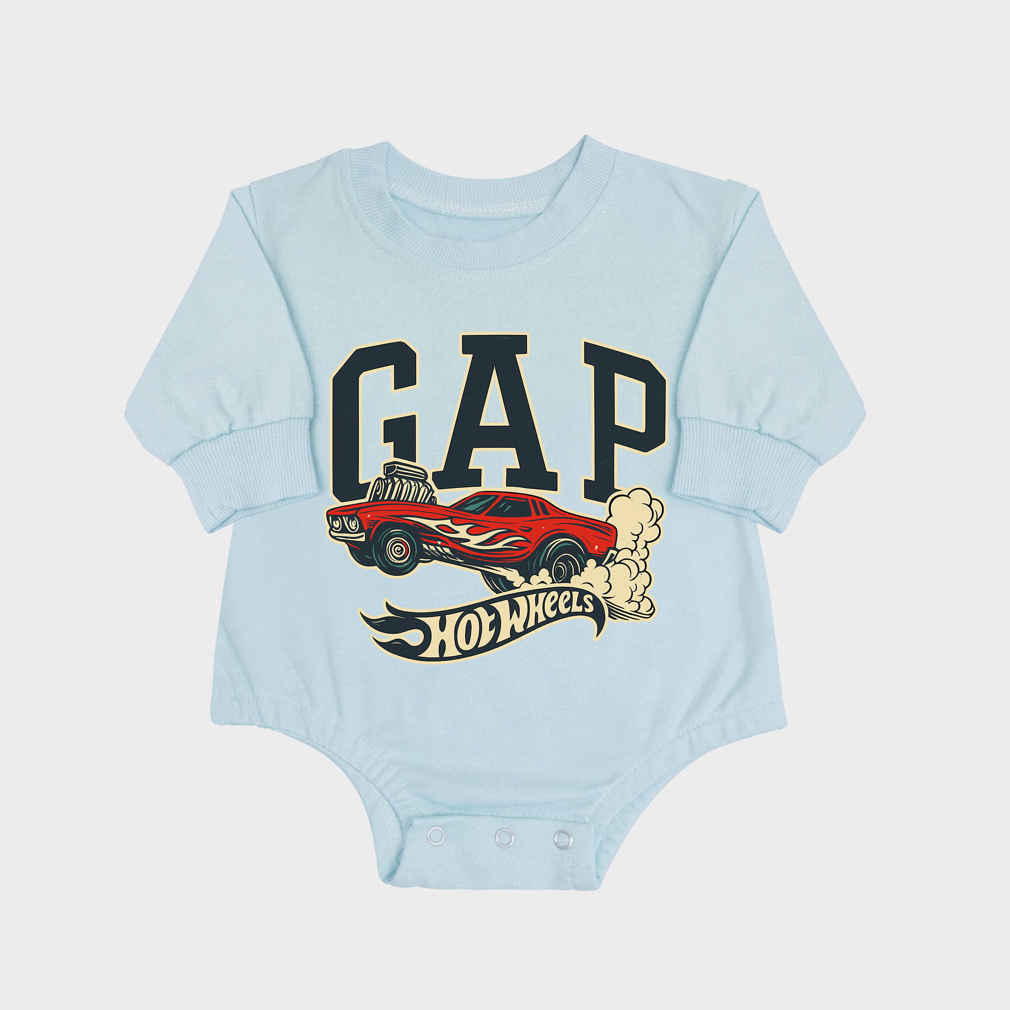 GAP Hot Wheels Long-sleeved Triangle Onesies Aqua baby romper