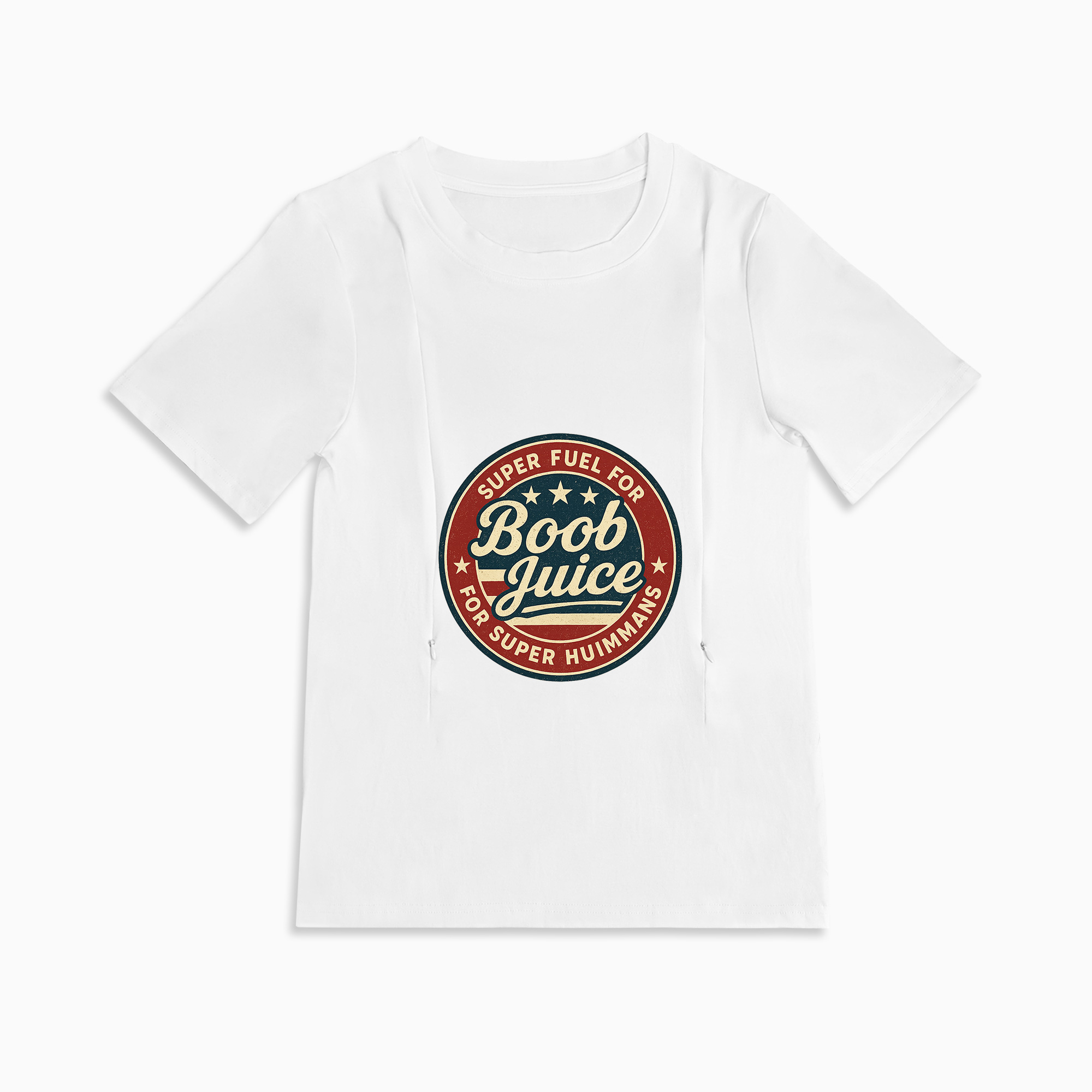 Funny Nursing Tee "Boob Juice" | Soft Cotton Shirt with Zipper Access