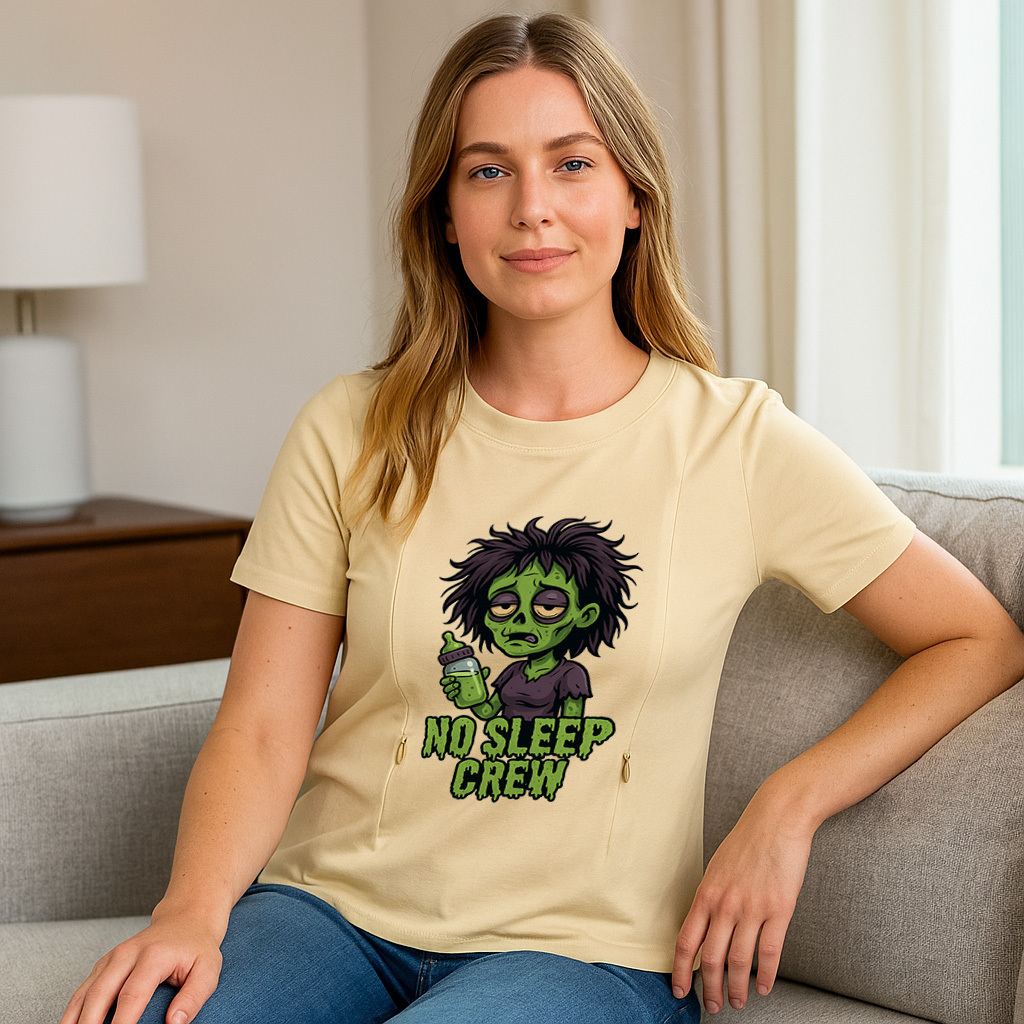 Breastfeeding T-Shirt with Zippers | "No Sleep Crew" Co | brand