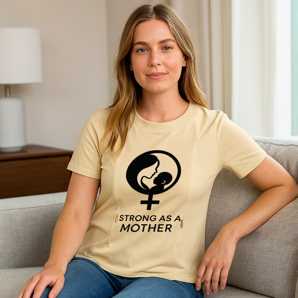 Strong as a Mother Graphic Tee for Nursing | Hidden Zip | brand