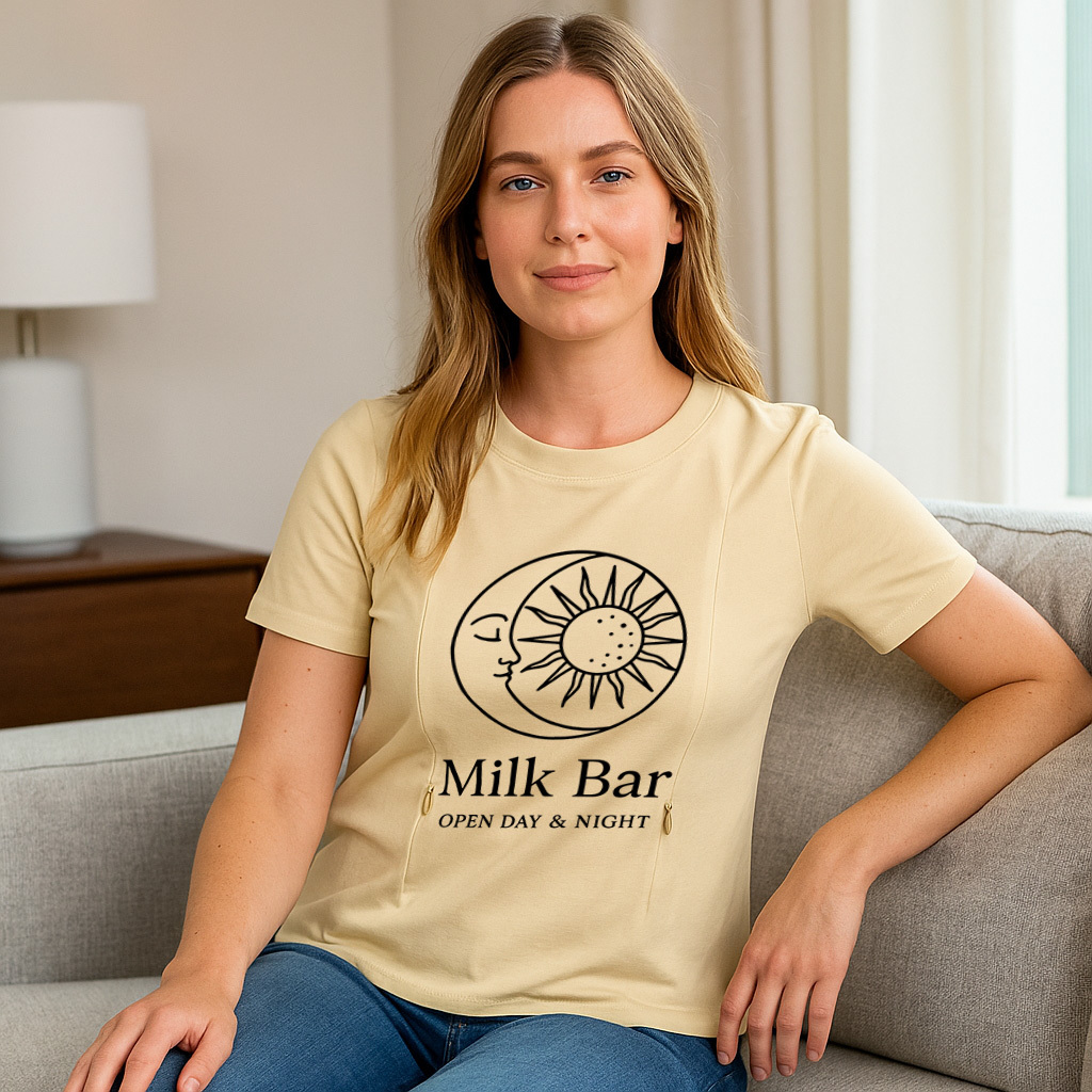 Soft Cotton Nursing Tee | 24/7 Milk Bar | Discreet Side | brand