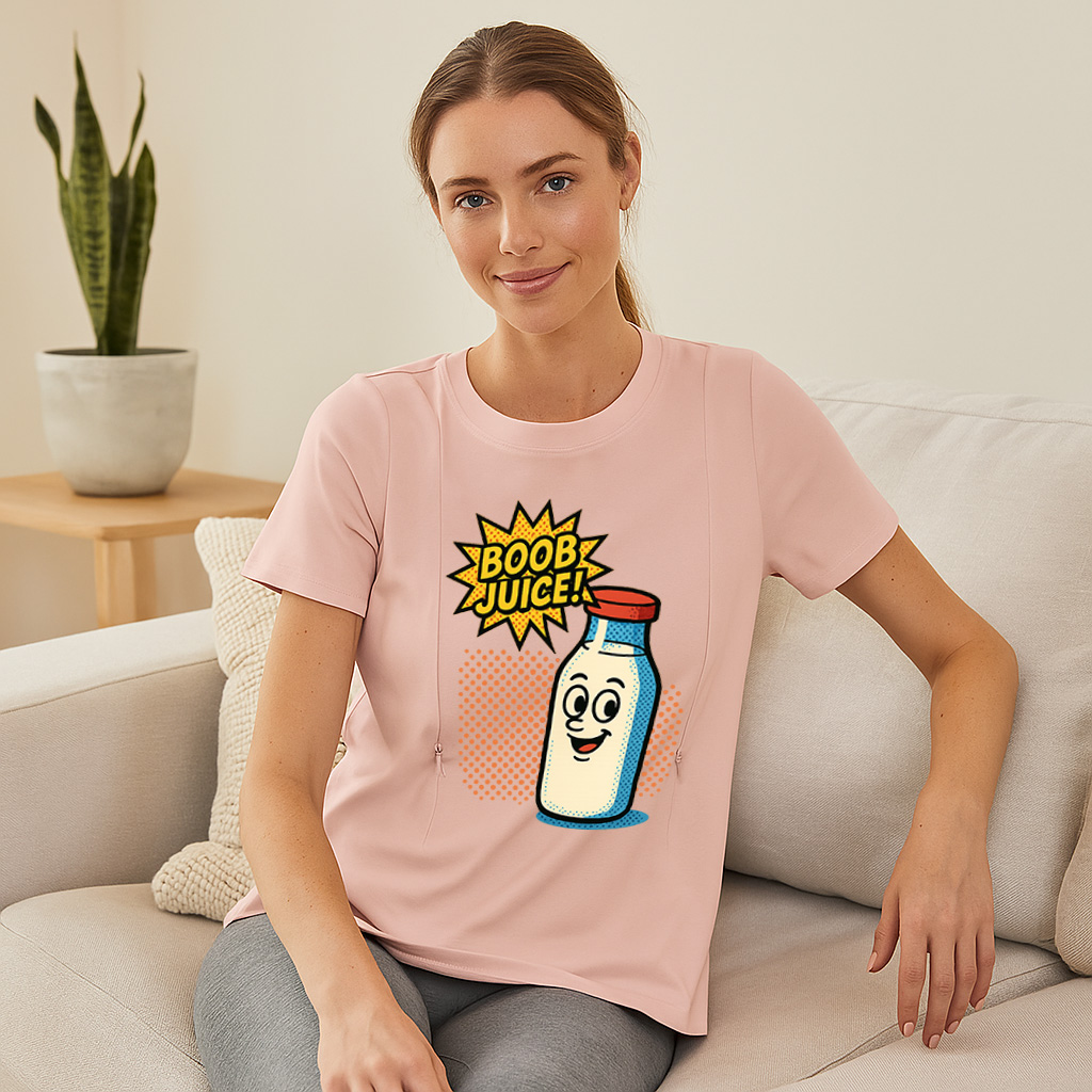 Boob Juice Graphic Tee for Moms | Hidden Zippers for Ea | brand
