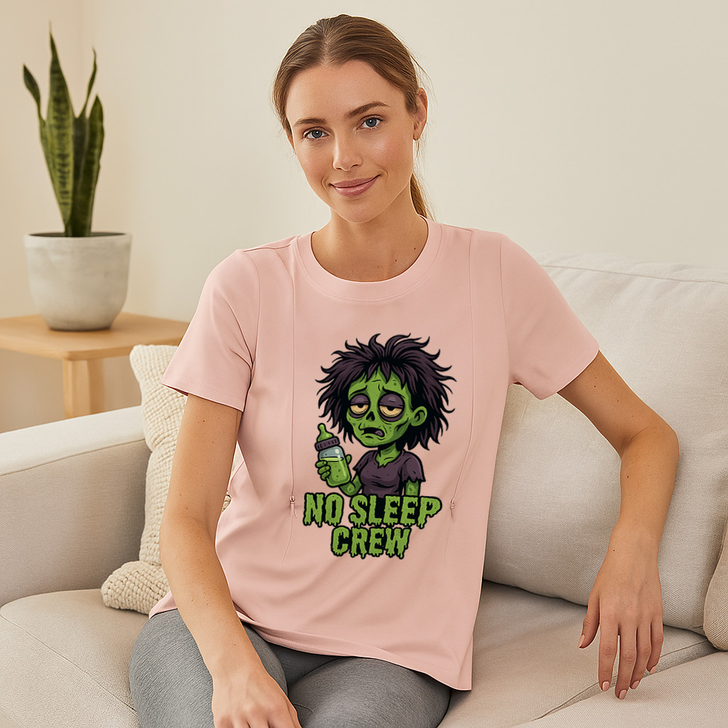 Breastfeeding T-Shirt with Zippers | "No Sleep Crew" Co | brand