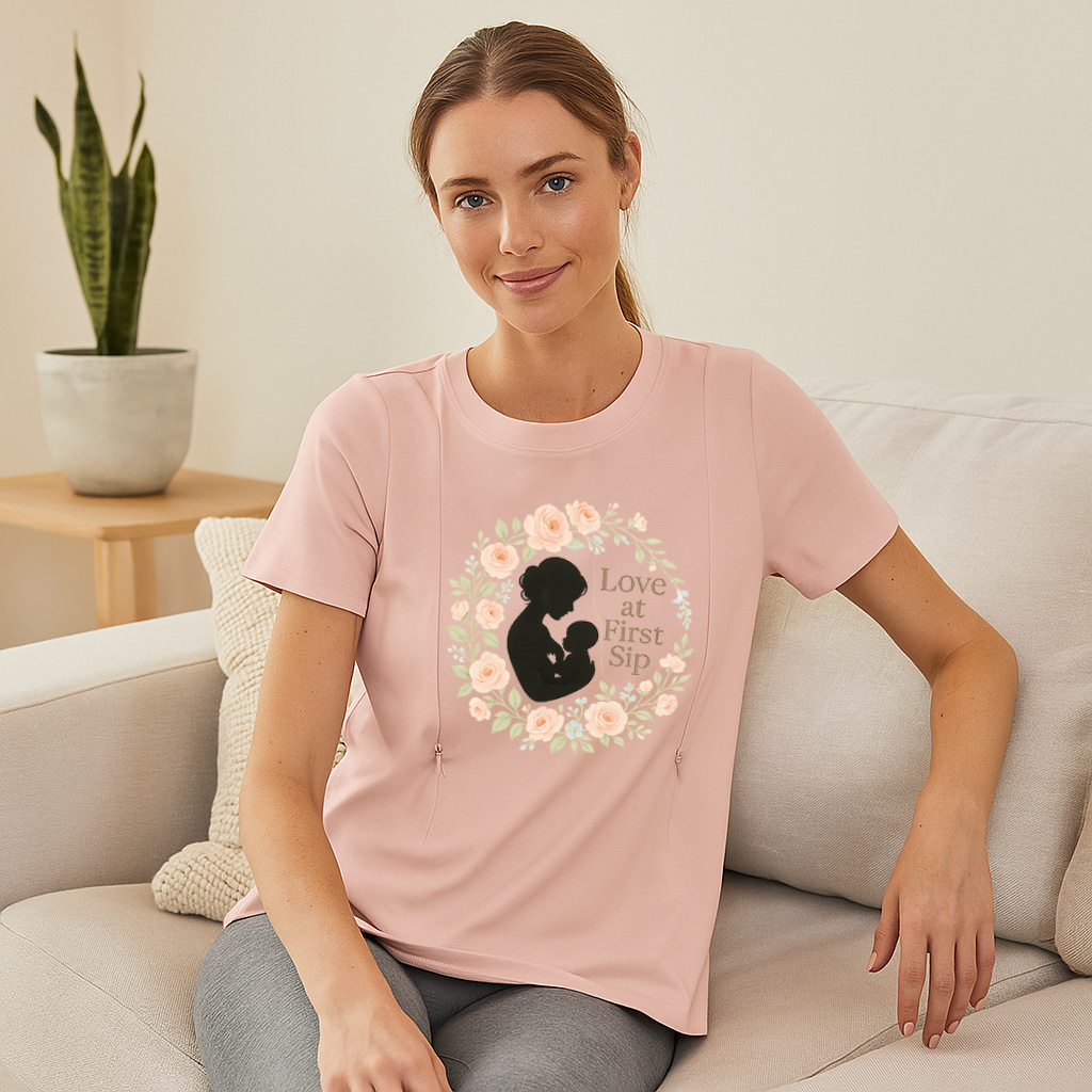Discreet Nursing Tee | "Love at First Sip" Slogan | Eas | brand