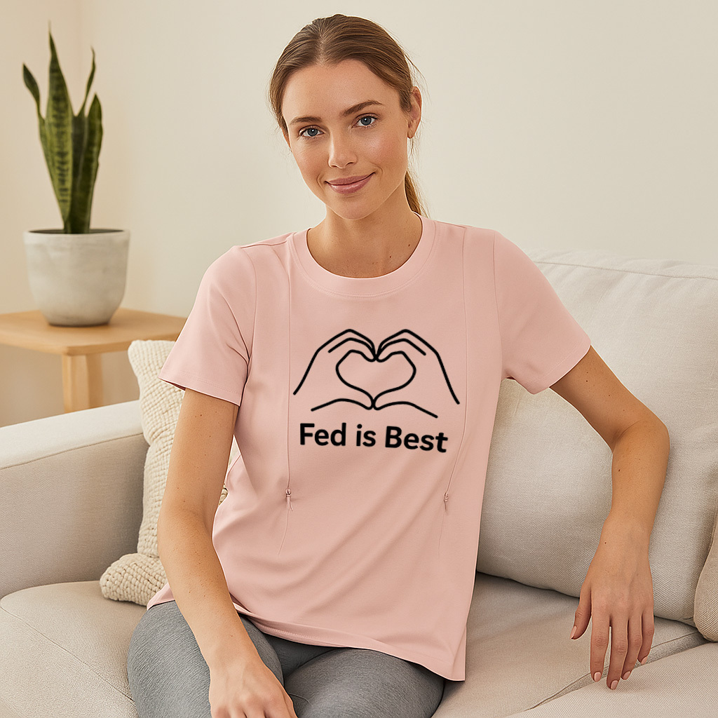 Side Zip Nursing T-Shirt | Fed Is Best Design | For All Moms