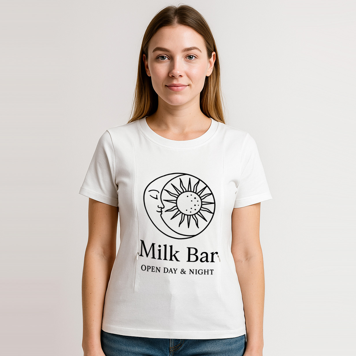 Soft Cotton Nursing Tee | 24/7 Milk Bar | Discreet Side | brand