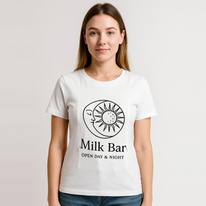 Soft Cotton Nursing Tee | 24/7 Milk Bar | Discreet Side | brand