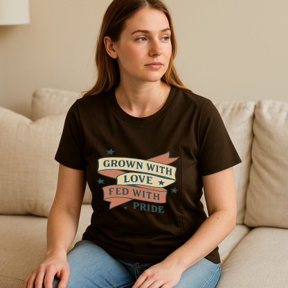 Discreet Nursing T-Shirt | "Grown with Love" Slogan | S | brand