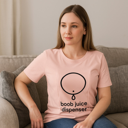 Soft Cotton Nursing Tee | Boob Juice Dispenser | Discre | brand