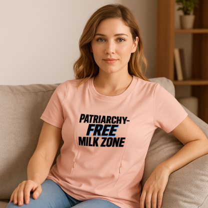 Soft Cotton Nursing Tee | Patriarchy-Free Milk Zone | D | brand